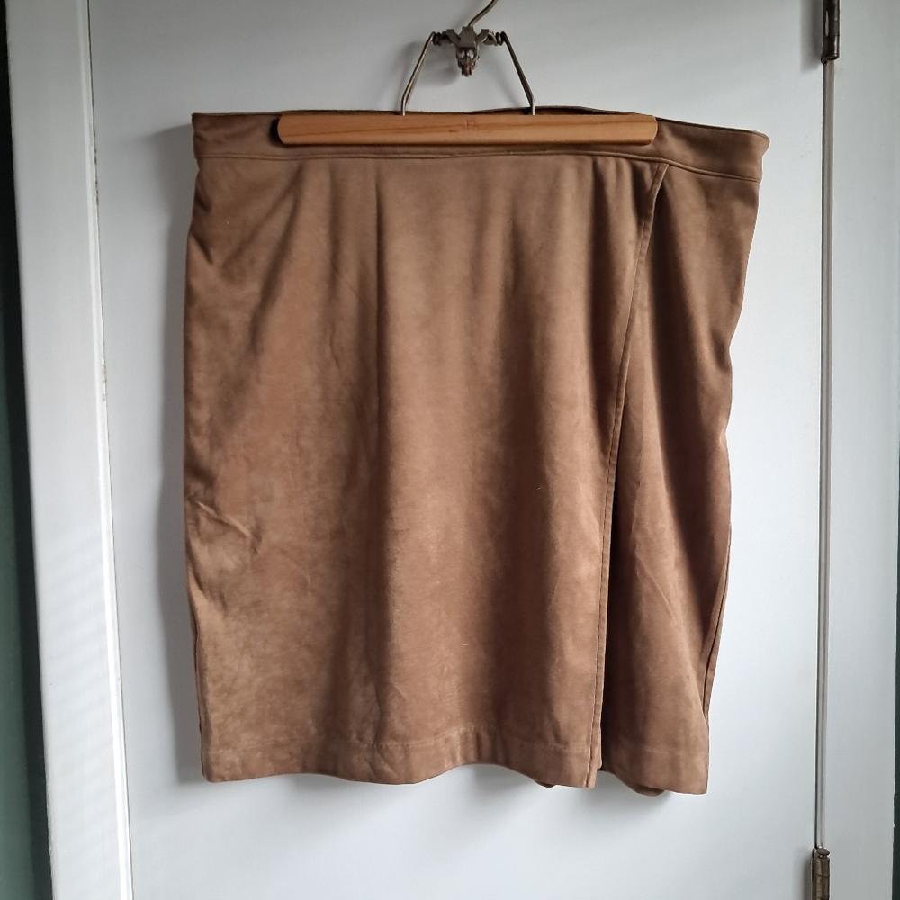 J. Jill Faux Cognac Suede Tan Soft brown Skirt Large